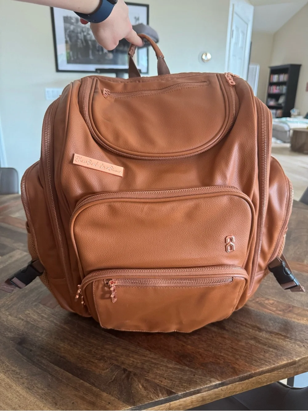 Elevated Creation Cognac Vegan Leather - Large Diaper Bag